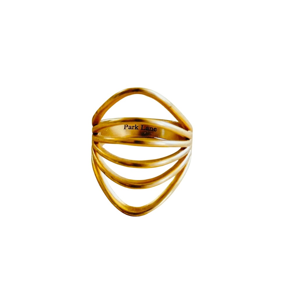 Park Lane Dimensional Cocktail Ring Statement Sz10 Satin Brushed Gold